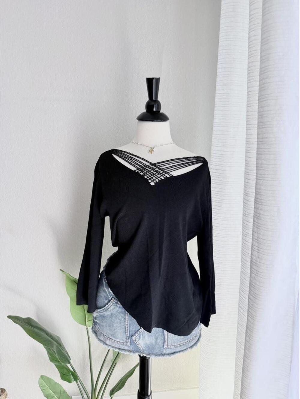 Pink Poodle Black Beaded Neckline Top